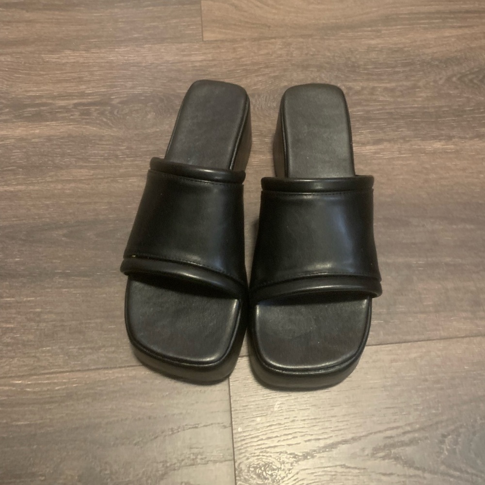 Black Slide wedge Sandals